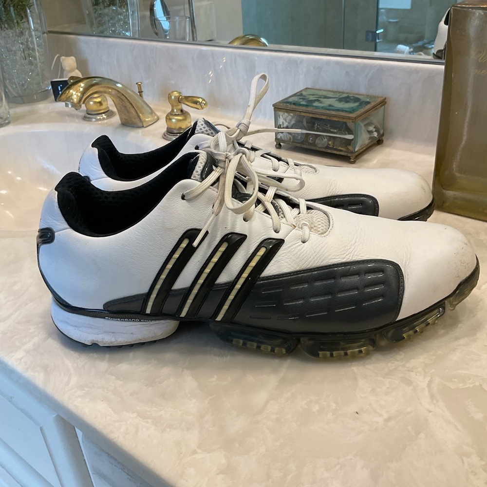 Adidas Grip Zone Golf Shoes, Men’s Size 12, Leather, Black & White - Picture 7 of 13